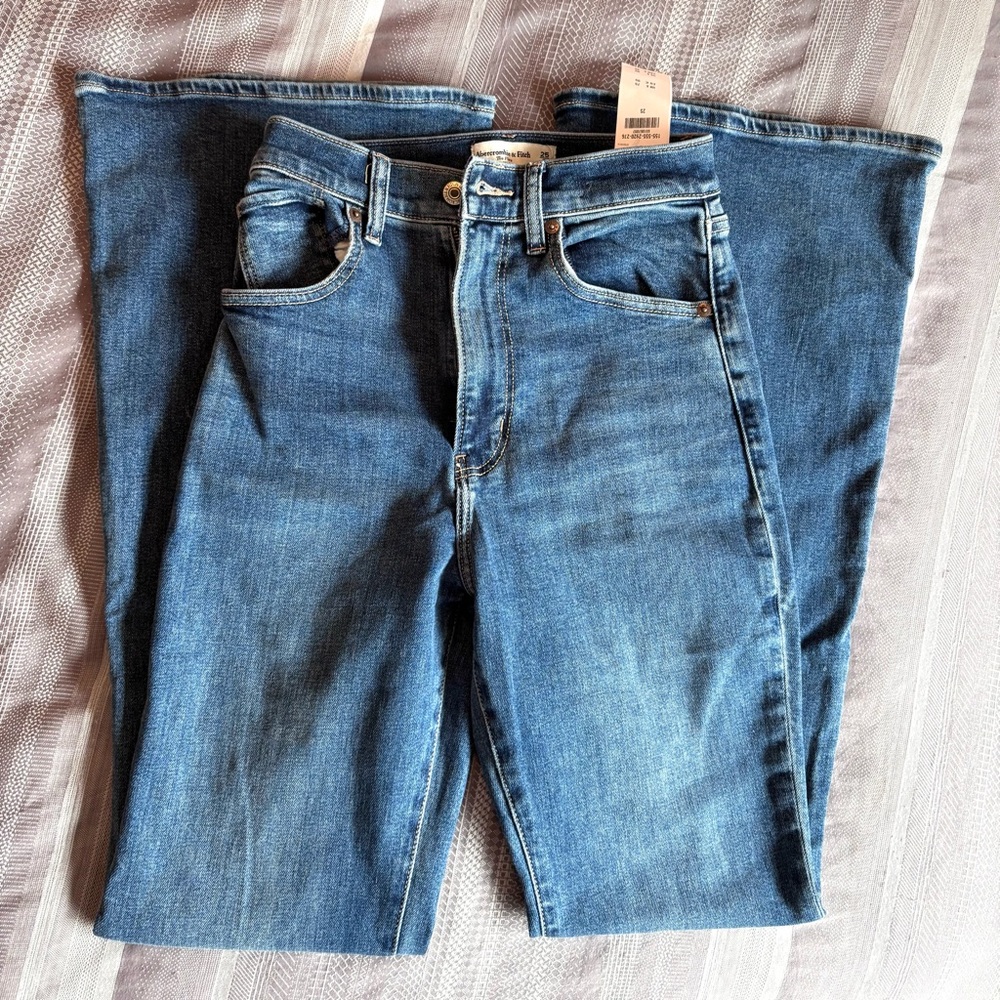 Abercrombie & Fitch Dark Blue High-Rise Flare Jeans